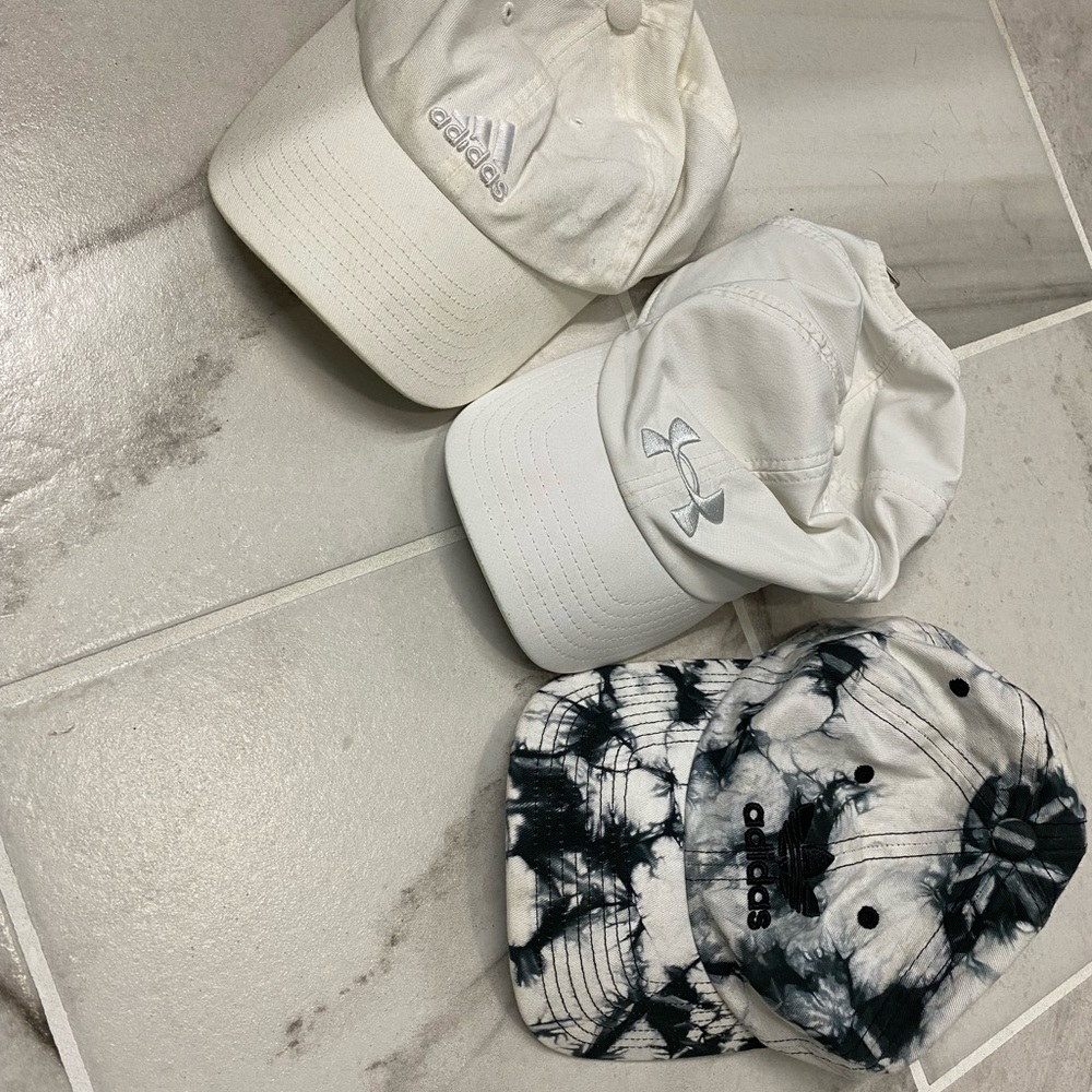 3 name brand caps- Adidas & UnderArmour